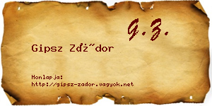 Gipsz Zádor névjegykártya